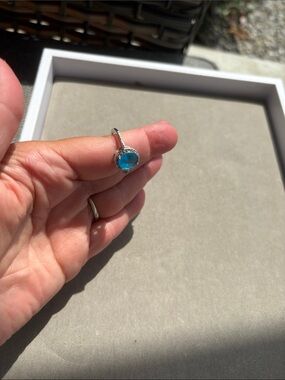 Lia Sophia  Silver Blue Gemstone Drop Ring - Women’s Blue Cocktail Ring